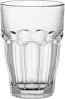 Bormioli Rocco Rock Bar Stackable Beverage, Set Of 6 Dishwasher Safe Drinking Glasses For Soda, Juice, Milk, Coke, Beer, Spirits – 12.5oz Durable Tempered Glass Water Tumblers For Daily Use