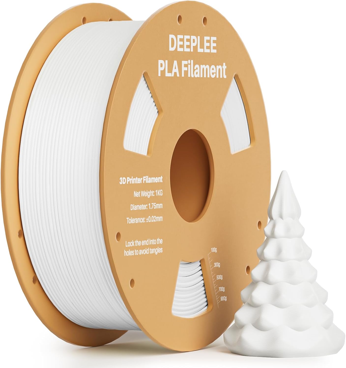 DEEPLEE PLA Filament 1.75mm for 3D Printers, Accuracy Tolerance +/- 0.02mm, Filament 3D Printing Materials Compatible with FDM Printer White 1kg