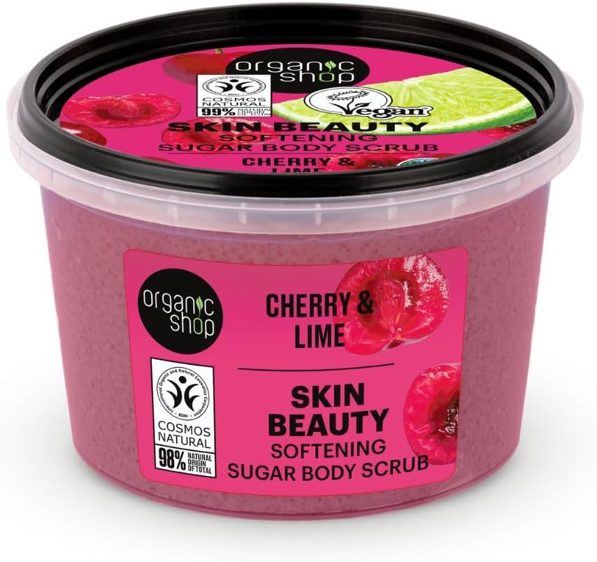 Organic Shop 250ml Body Scrub Skin Beauty Softening Cherry & Lime