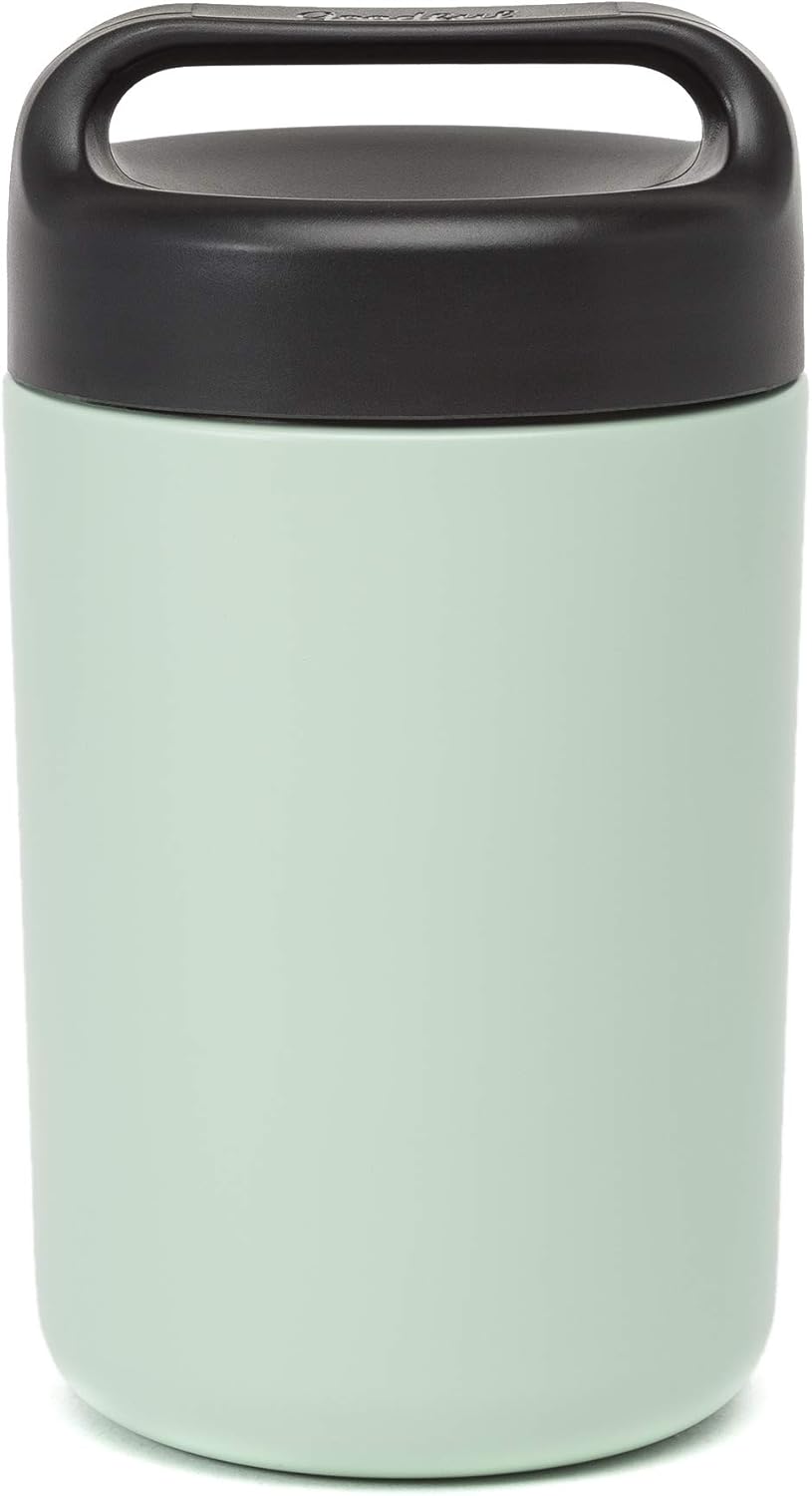 Goodful Stainless Steel Food Jar, Double Wall Vacuum Sealed Insulated Food Storage Container with Carry Handle Lid, 16-Ounce, Sage