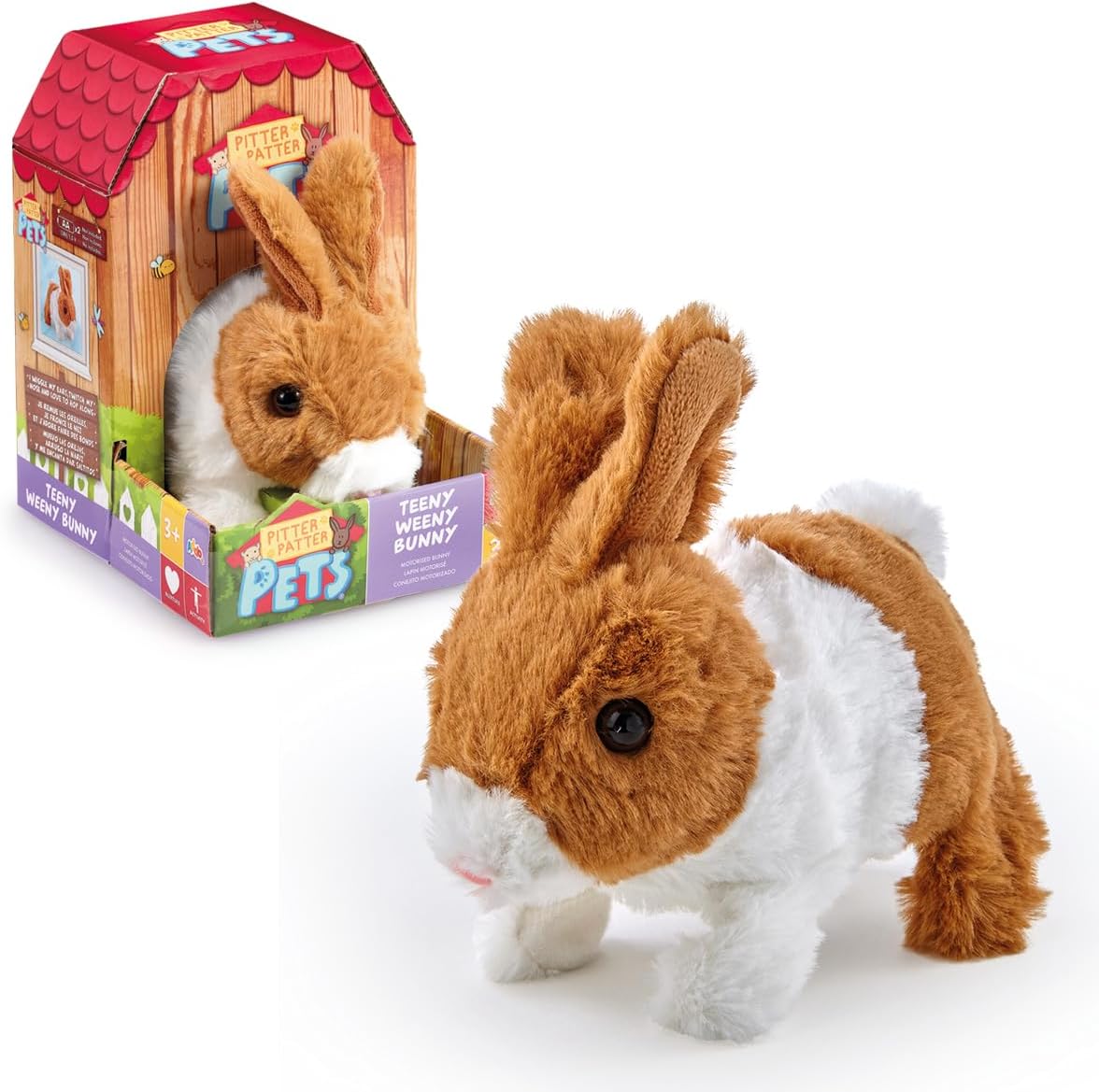 Pitter Patter Pets Teeny Weeny Bunny Brown For Children From 3 Years Rabbit Teddy Interactive Bunny Electronic Pets Toy Kids Gift