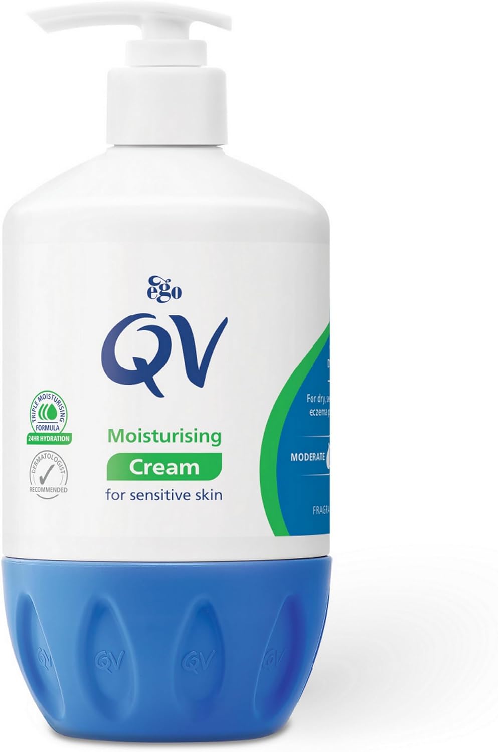 QV Cream with 10% Glycerin (500g) Rich Protective Moisturiser for Sensitive, Dry Skin, Fragrance Free, Noncomedogenic Body Cream, Hydrating Skin Care for Eczema, Psoriasis, Dermatitis, Pump Bottle