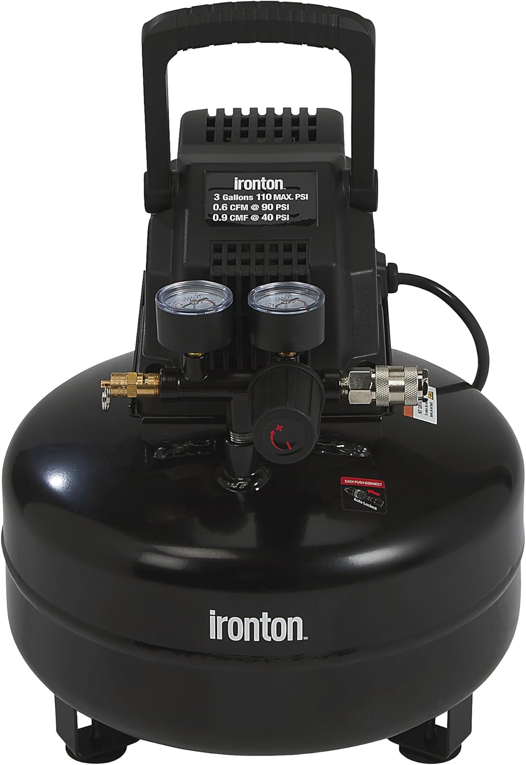 Ironton Oil-Free Pancake Air Compressor, 0.3 HP, 3 Gallons, 110 PSI