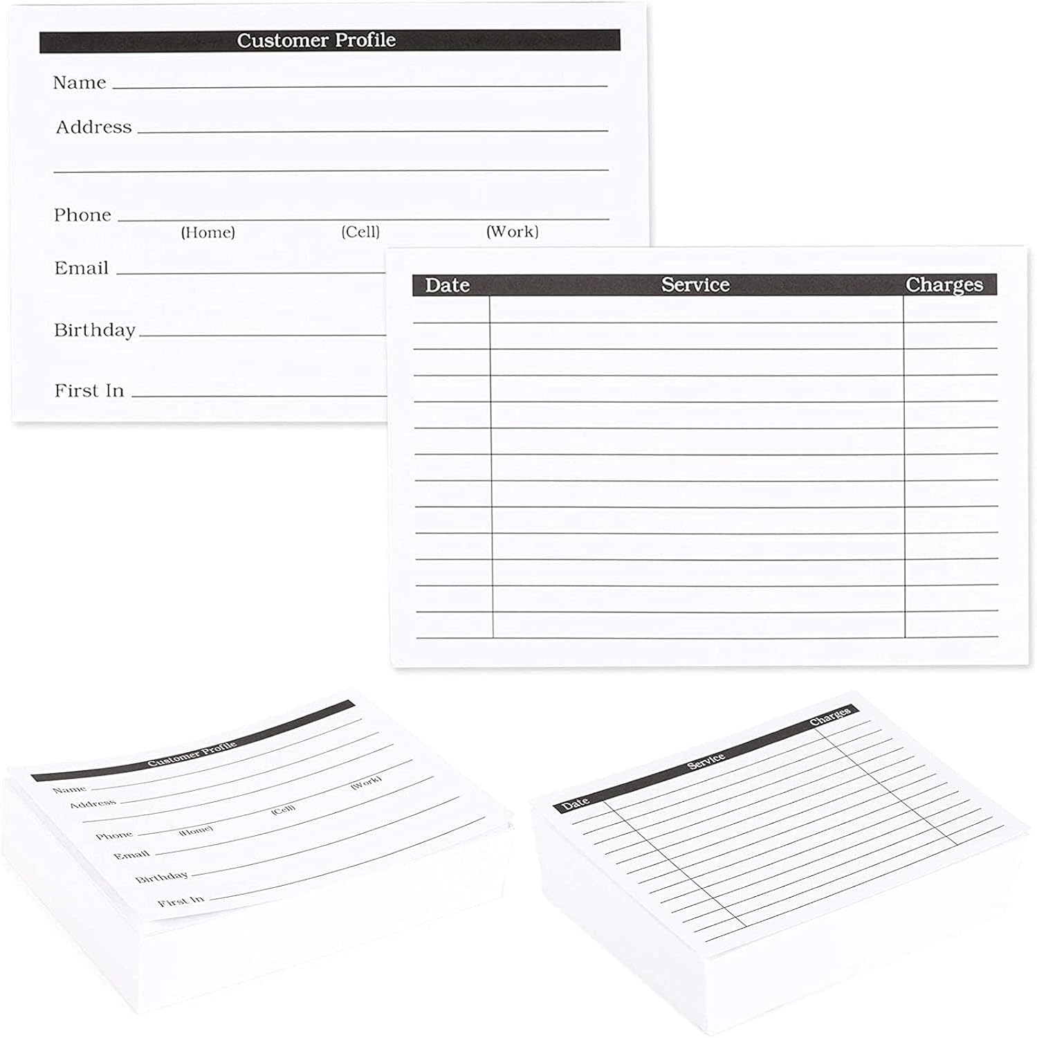 Client Profile Cards for Businesses & Stores (6 x 4 Inches, White, 100 Pack) - Customer Contact Information Cards