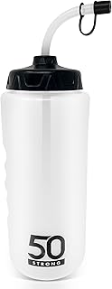 1 Liter Water Bottle with Straw | Hockey Water Bottle with Long Straw | Easy Squeeze Bottles + Built In Finger Grip | BPA-Free Sports Water Bottle for Football, Lacrosse & Boxing | Made in USA