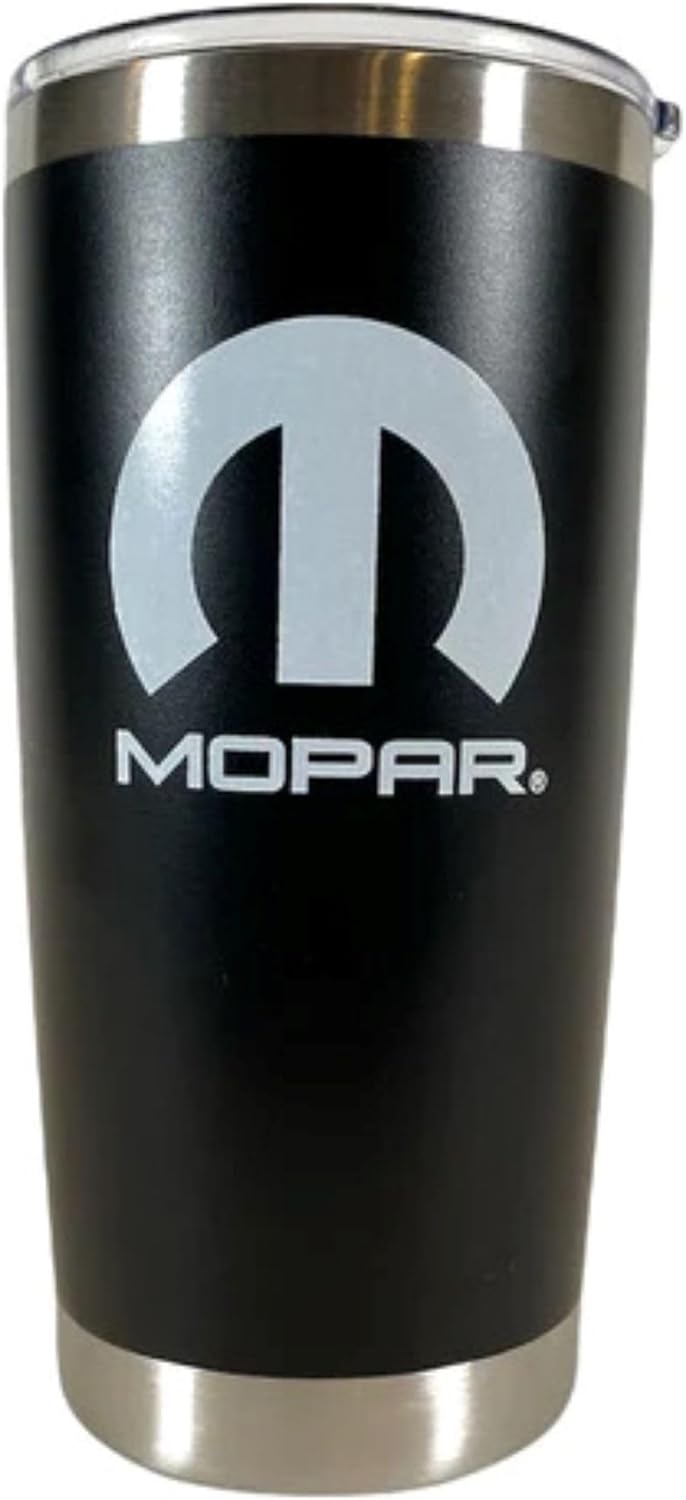 Mopar 20 oz Travel Mug – Double Wall Stainless Steel, Copper Vacuum Insulation, Magnetic Slider Lid, Black – Gift Box Included
