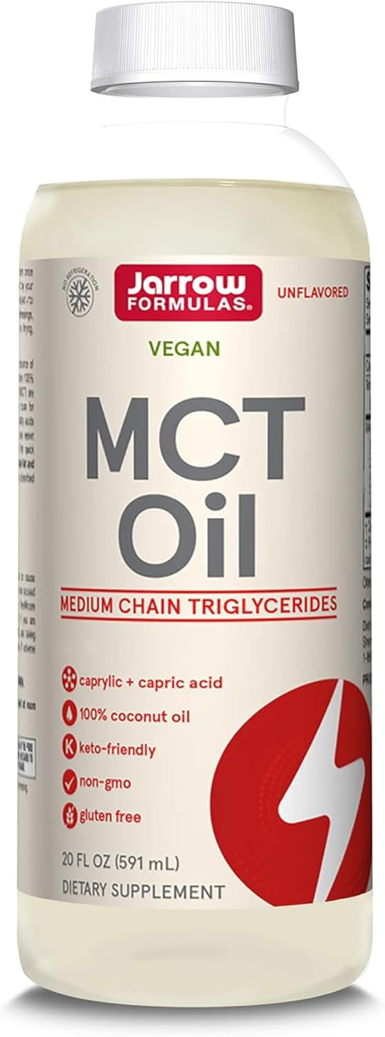Jarrow Formulas, MCT Oil, Caprylic and Capric Acid, Vegan from Coconut Oil, 591ml, Lab-Tested, Gluten Free, Vegetarian, Soy Free, Non-GMO