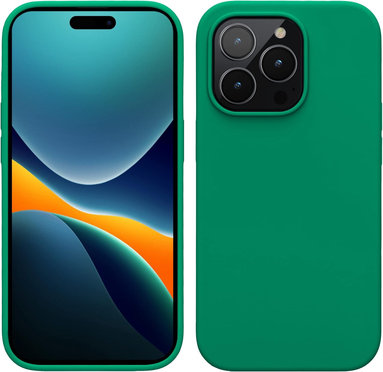 kwmobile Case for iPhone 14 Pro Case - Slim Soft TPU Silicone Cover - Works with Wireless Charging - Emerald Green