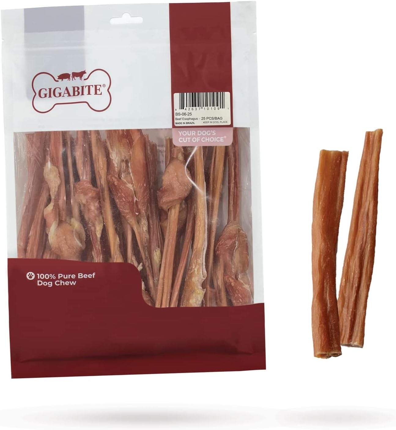 Best Pet Supplies GigaBite 6 Inch All Natural Beef Bladder Sticks Pack of 25