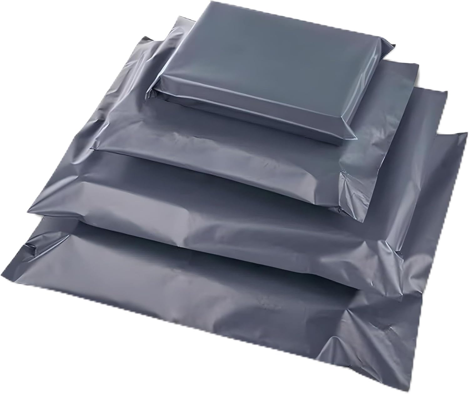 Smooth Papers 100 Pcs Grey Plastic Mailer Bags – Self-Seal, Tear-Proof, Lightweight Shipping Envelopes – Postal Packaging Bags (6x9, 9x12, 10x14, 12x16 Inches) – 4 Size Multipack