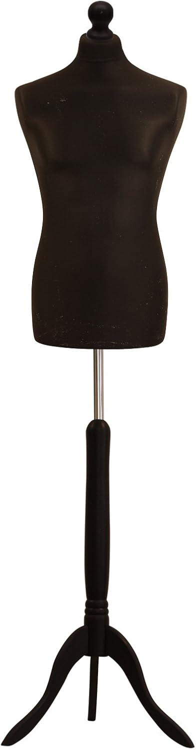 Male Tailors Dummy Bust Size Dressmakers Fashion Mannequin Students Black With Black Tripod Stand