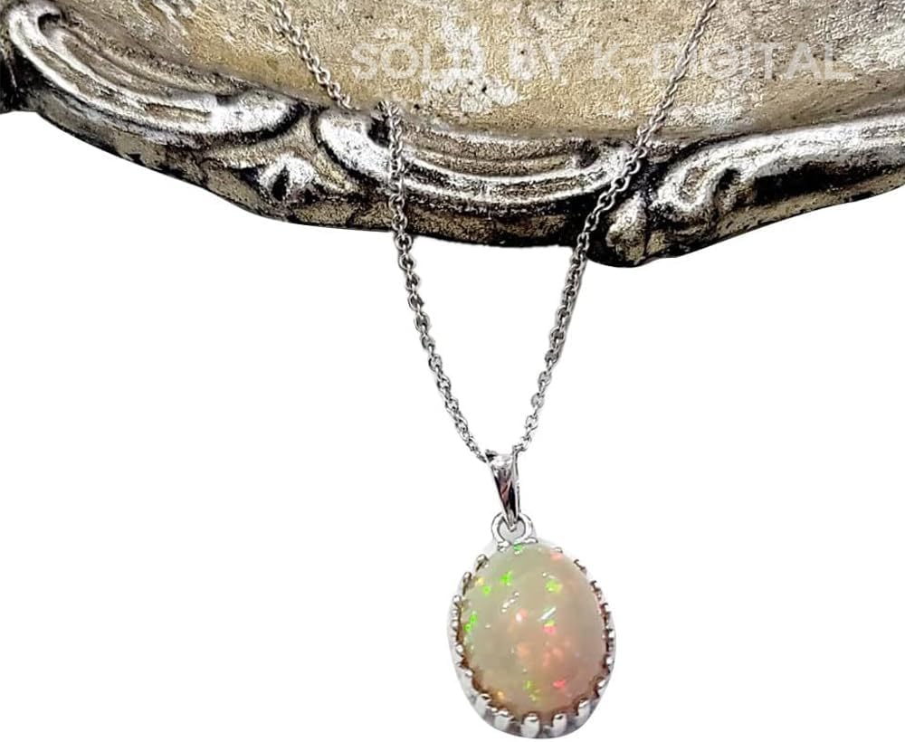 [UNIO JEWELRY] Oval Cabochon Opal Necklace