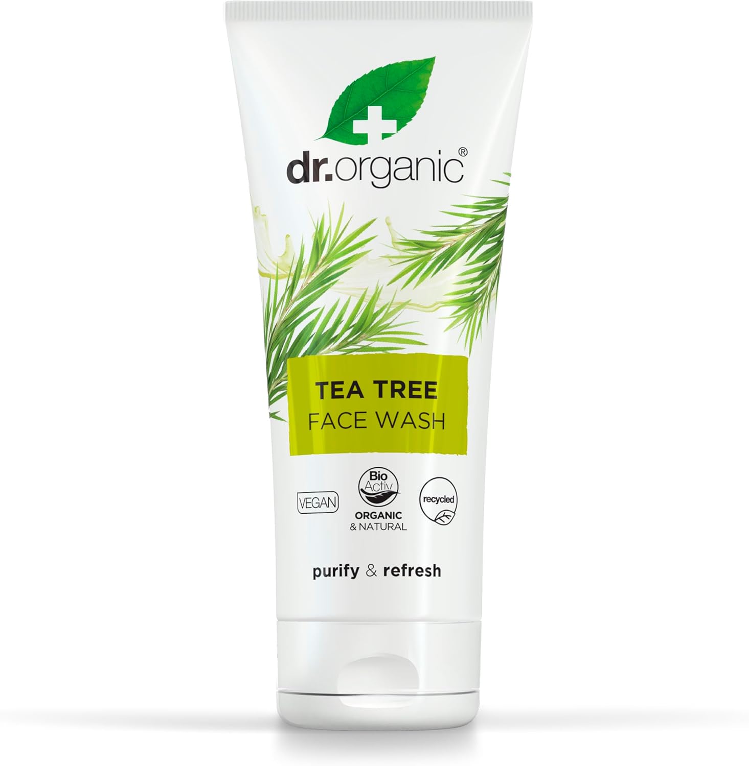 Dr Organic Tea Tree Face Wash, Cleansing, Purifying, Mens, Womens, Oily Skin, Natural, Vegan, Cruelty-Free, Paraben & SLS-Free, Organic, Recycled & Recyclable, Organic, 200ml, Packaging may vary
