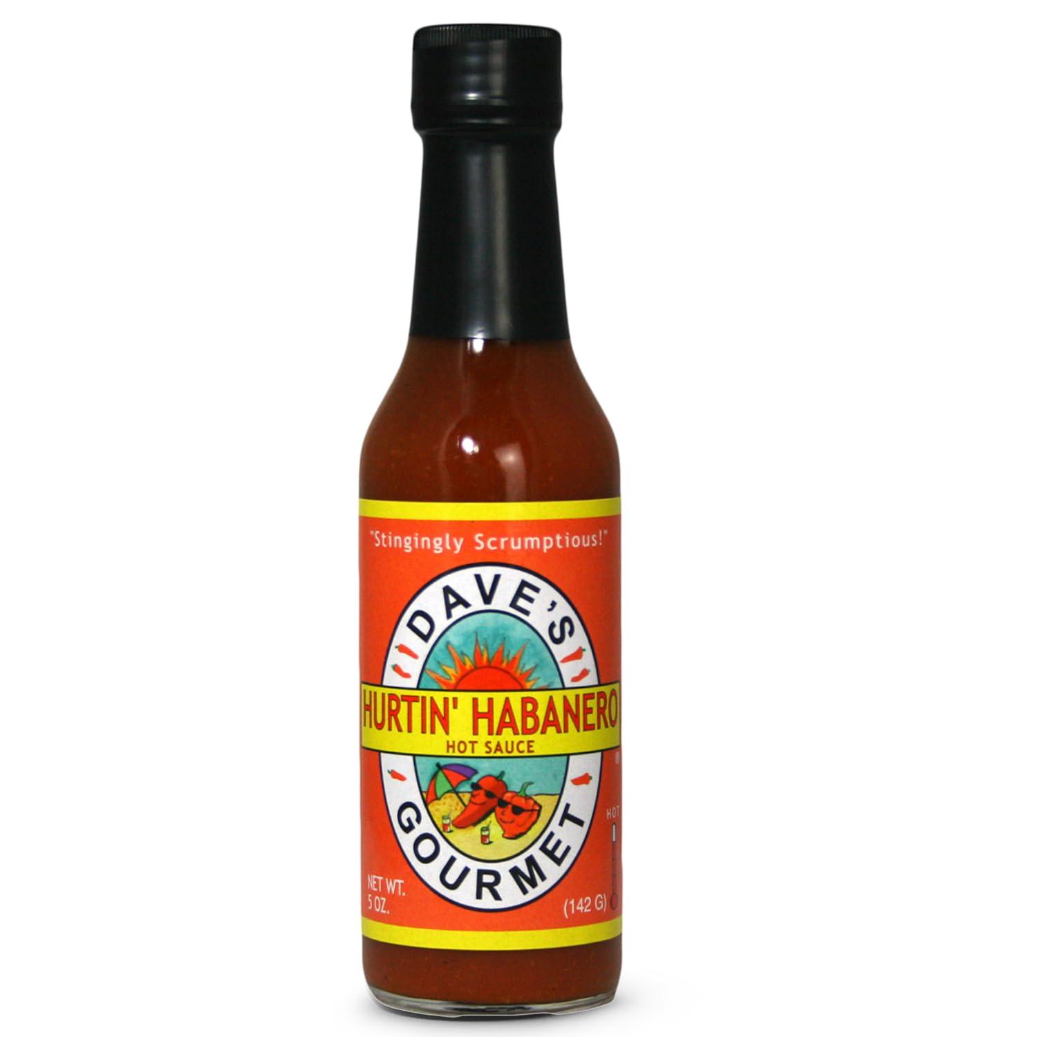 Dave's Gourmet Hurtin' Habanero Hot Sauce - Balanced Moderate Heat with Habanero, Garlic & Spices - Hot Sauce - Ideal for Grilled Meats, Eggs & More - Gluten-Free, Low Sodium Sauce - 5oz (Pack of 1)