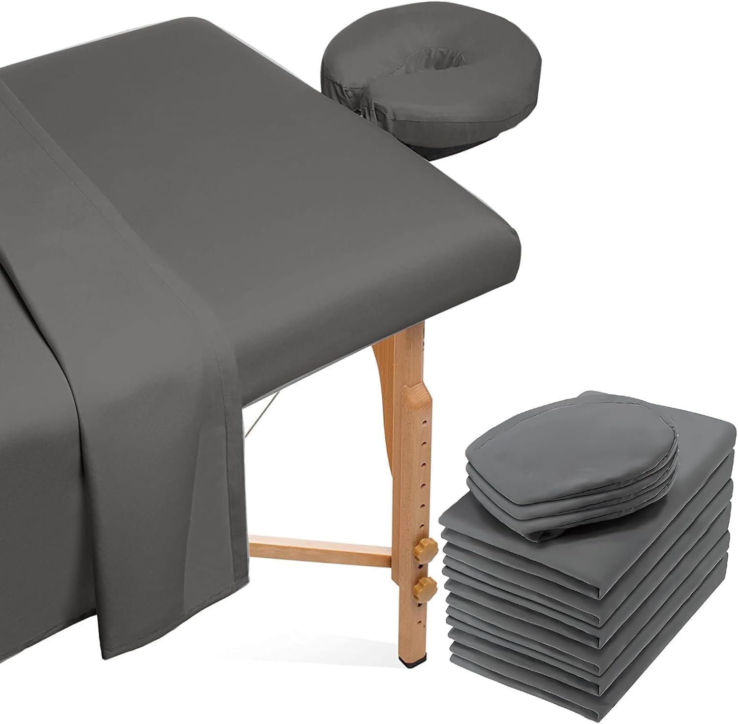 6 Piece Microfiber Spa Bed Sheets - 2 Sets Soft, Includes Massage Table Cover, Fitted Sheet and Face Rest Cover for Beauty Salon Spa (Gray)