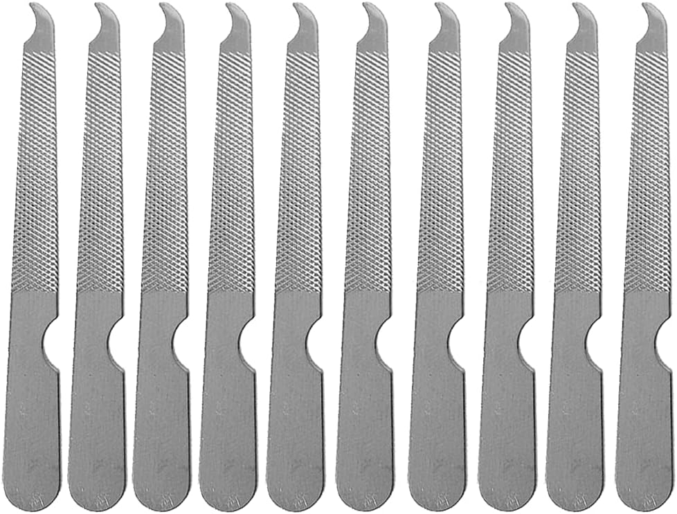 LNJBABAO 10 Pack Nail File Set Stainless Steel Double Side Nail File Silver Stainless Steel Double-Sided Nail File Trim Manicure Tool For Hand And Foot Care In Nail Salon Silver