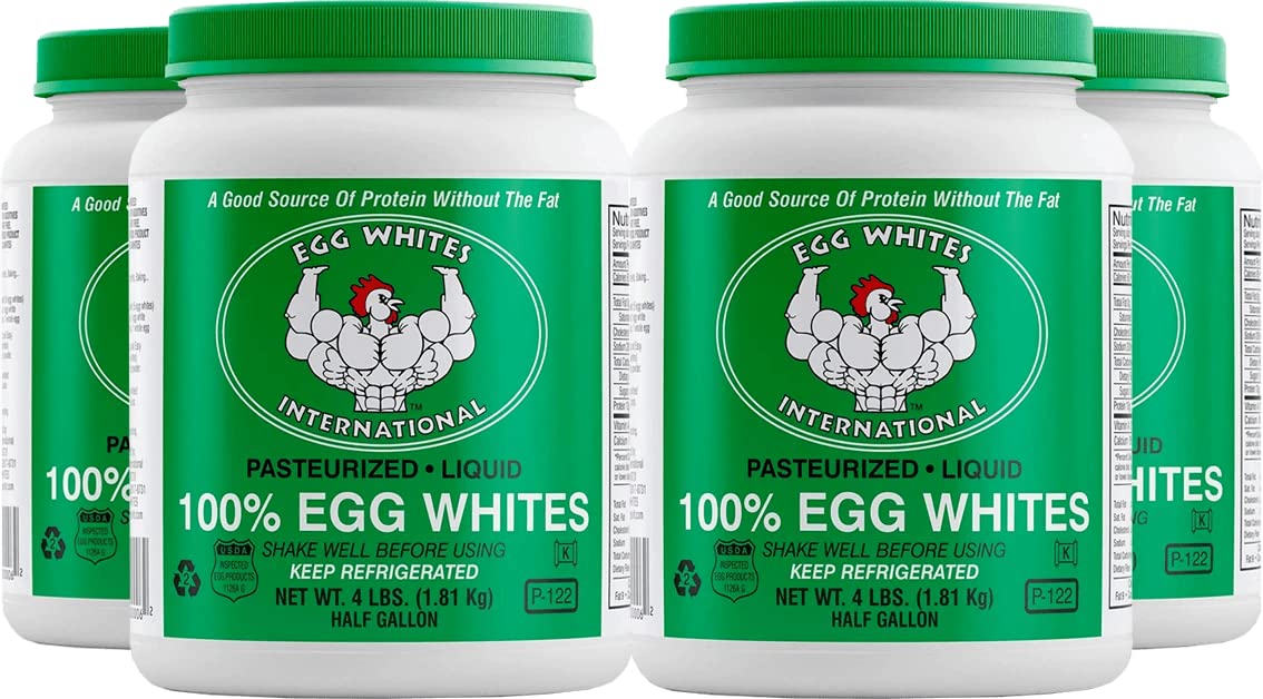 Egg Whites International 100% Pure Liquid Egg White Protein Designed to Drink. Now 100% CAGE Free (4 Half Gallons)