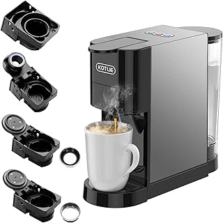KOTLIE Single Serve Coffee Maker, 19Bar Espresso Machine, 4in1 Coffee Machine for K cups Capsule/Nespresso original Capsules/Ground Coffee/44mm ESE Coffee(AC-513H)