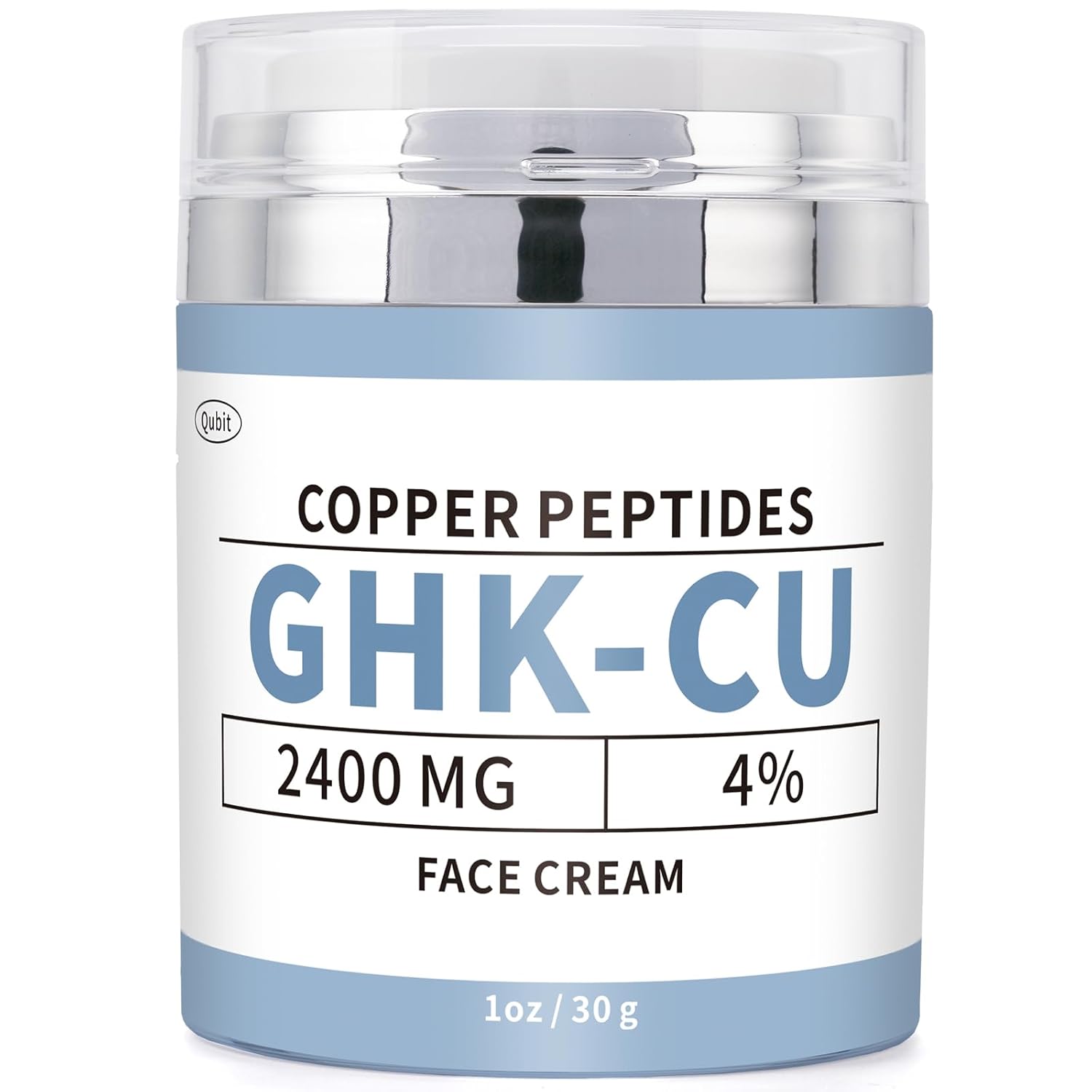 QUBIT GHK-Cu Copper Peptide Face Cream – 4% Peptides Moisturizer for Fine Lines, Wrinkles, Firming, Deep Hydration & Collagen – 2400mg GHK-Cu – for All Skin Types, 30g
