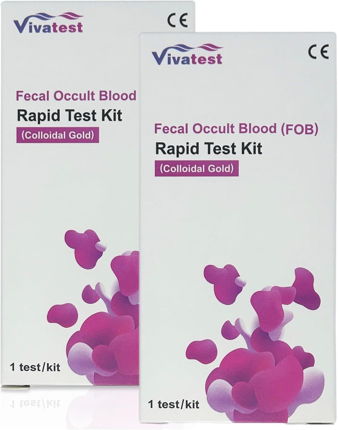 VivaTest FOB Test Kit – 2-Pack Colloidal Gold Fecal Occult Blood Test – Accurate and Rapid Test Kit Stool Testing Kit for Home Use – FOB Detection Test Kit for Ulcers, Polyps, Colitis,