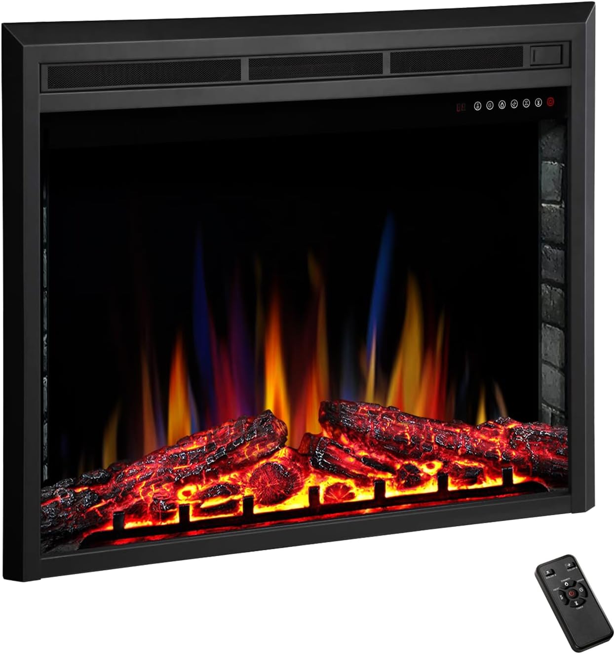 R.W.FLAME A-36" Electric Fireplace Insert ,Recessed Electric Stove Heater,Touch Screen,Remote Control,750W-1500W with Timer & Colorful Flame Option(36" X 27")