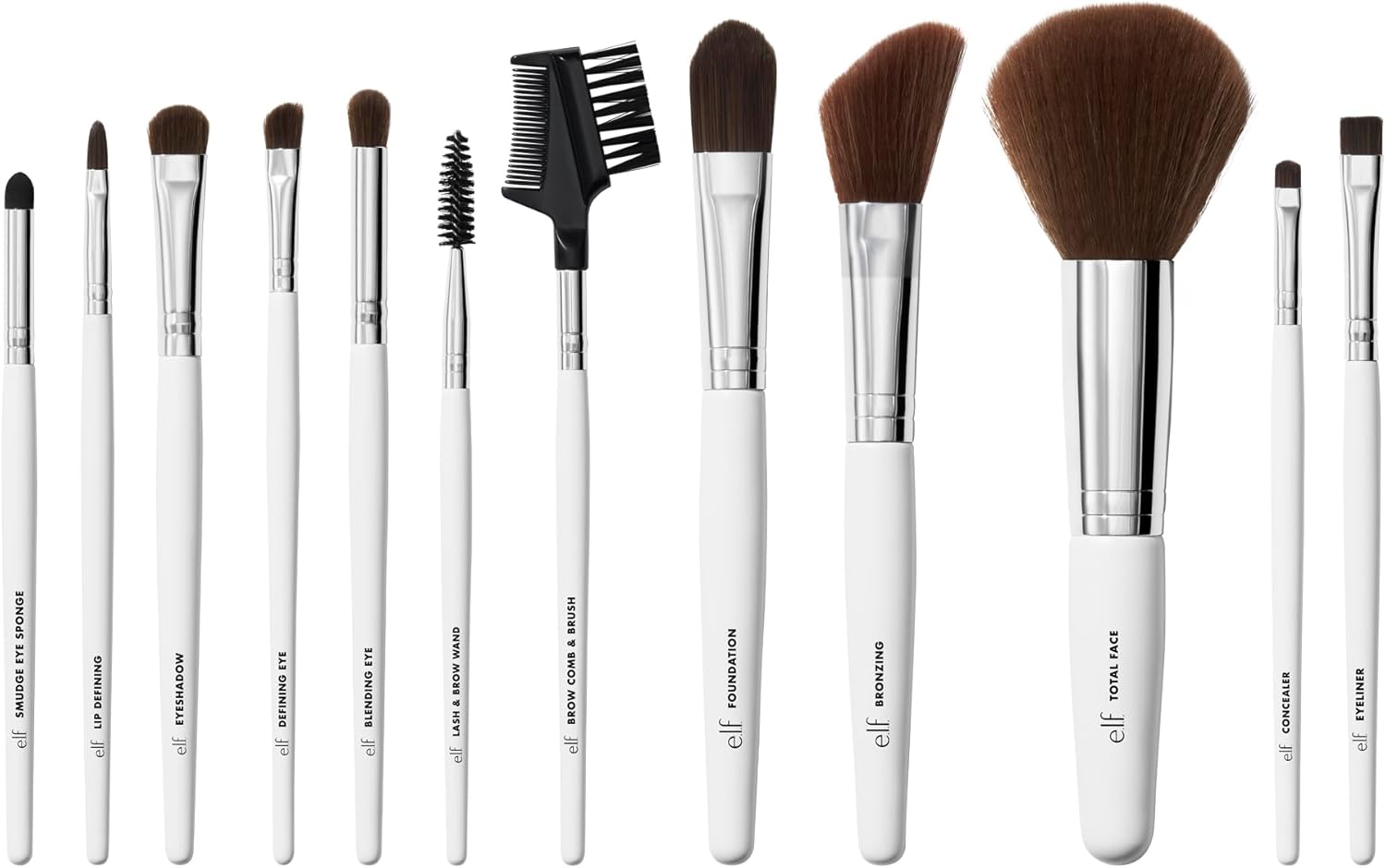 e.l.f. Professional Set Of 12 Brushes, Soft, Synthetic, Durable, Versatile, Dense, Flawless Finish, Blends, Highlights, Contours, Shades, Sculpts, Defines, Includes Brushes To Meet All Your Needs