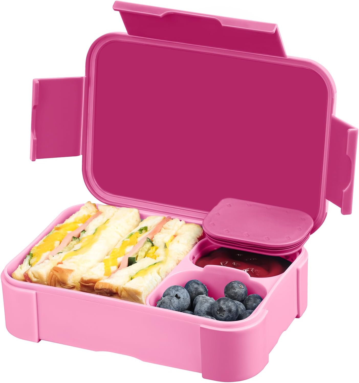 LEIKEEGO Lunch Box Kids,Leak-Proof Bento Lunch Box with Compartments for School, Work (Pink)