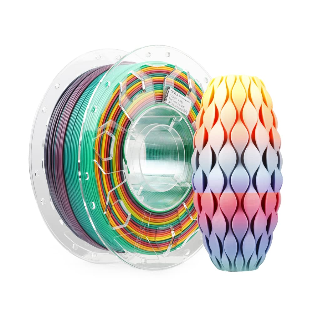 Creality CR-PLA Filament, 1.75mm 3D Printer Filament, 1.0kg (2.2lbs) Spool, No Warp Enhanced Toughness, Dimensional Accuracy ±0.03mm Printing Filament, Suitable for DIY 3D Printers (Rainbow)