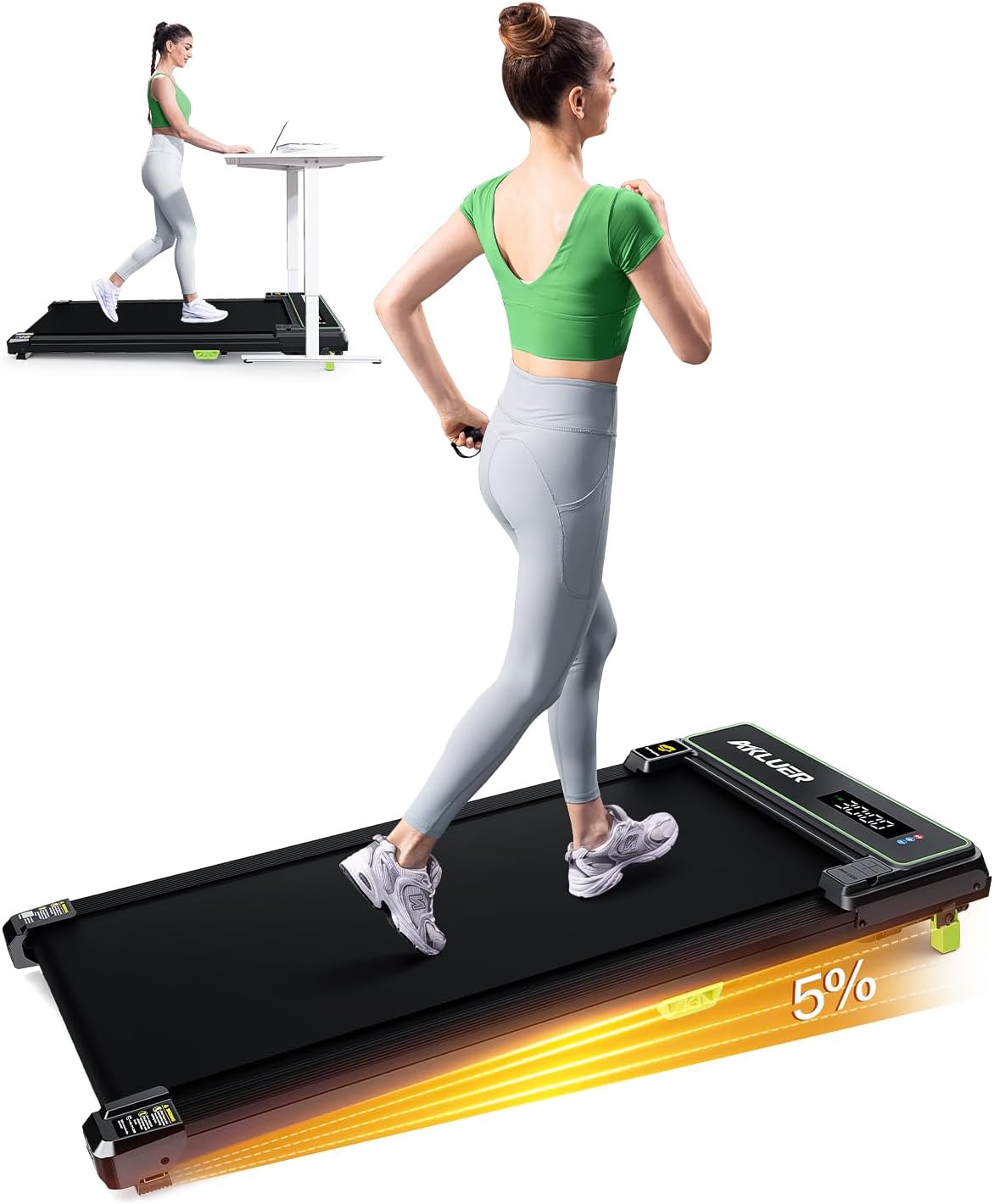 Walking Pad with Incline, Under Desk Treadmill for Home, 2.5HP Portable Treadmills with Remote Control, 4 in 1 Incline Treadmill with LED Display