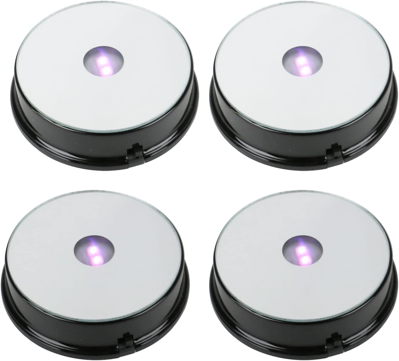 Colorful Led Light Display Base, Display Stand for Crystals Glass Art Figurine Merchandise, Lighted Seven Color Changing Lights Display Holder 3 AAA Batteries Powered (Black,4 Pieces)