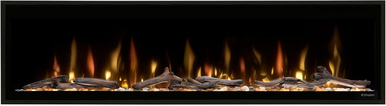 Dimplex Ignite Evolve 74 Inch Built-in Linear Electric Fireplace - Includes Driftwood Logs, Glass Media Kit, Multi-Function Remote - Personalize Flame Colors & Control with The Flame Connect App