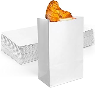VGOODALL 50PCS Paper Bags for Lunch, Small White Paper Bags Snack Bags Lunch Bags for DIY Crafts Baby Shower Wedding Party Favors