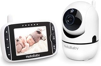 HelloBaby Baby Monitor with Remote Pan-Tilt-Zoom Camera and 3.2'' LCD Screen, Infrared Night Vision (Black)