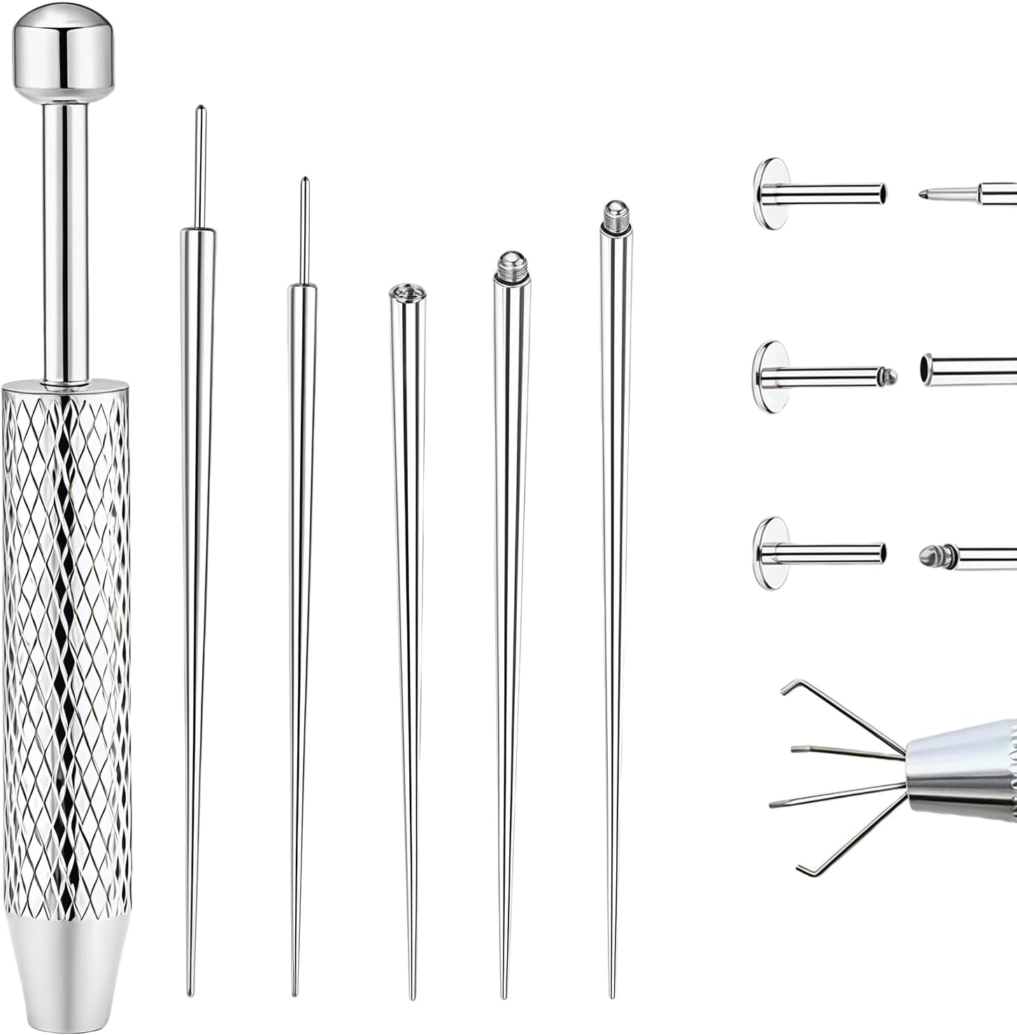 AstraGlam 6PCS Piercing Tool Kit, Piercing Ball Grabber and Opener Set, Piercing Tongs for Changing Jewelry, Piercing Accessories for Ears Nose Lip, 16G 18G Compatible