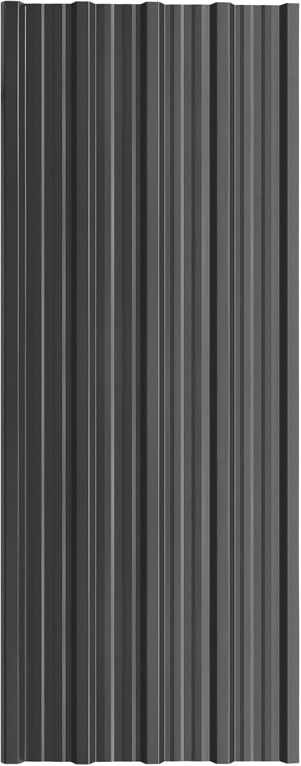 The Fellie 12pcs Corrugated Roofing Sheets, Metal Roofing Covers, 115L x 45W cm 0.27mm for Replacing or Installing on Garages, Canopies, Covered Walkways, Rainshades, Greenhouses, Carbon Black