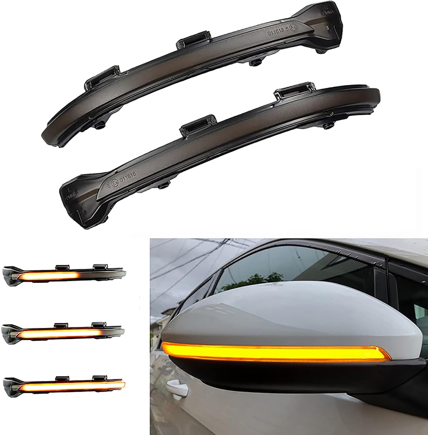 Xinctai Sequential Dynamic LED Side Mirror Indicator Turn Signal Light Blinker Compatible with VW Golf 7 7.5 MK7 MK7.5 GTI R GTD Jetta Sportsvan Touran, Smoked Lens