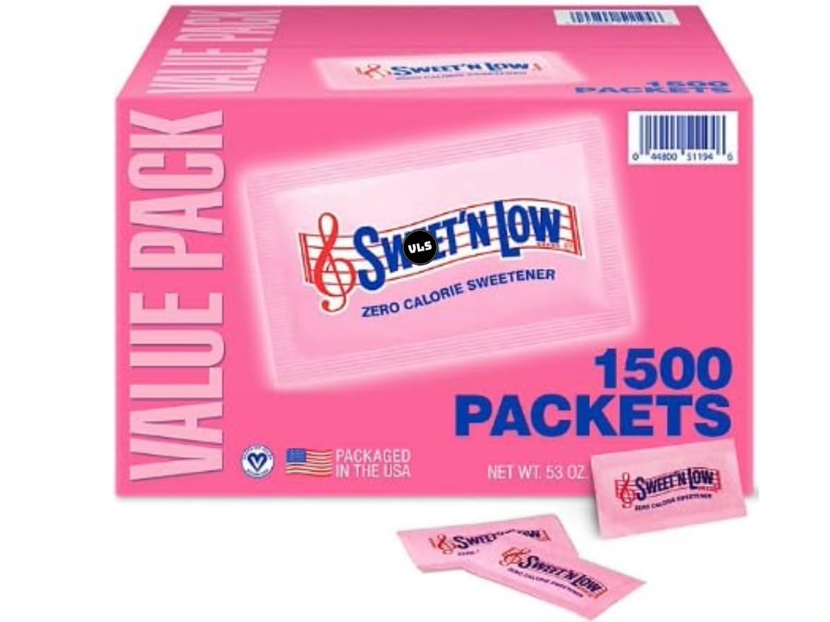 Swweet Low Zeero-Calorie Sweetener 1500 Packets, Sweet and Low Sugar Substitute for Coffee Bulk Pack, N, Sweet Low, Sugar Alternative, Sweetener, Sweet Low, Travel Size Packets Plus Edlvs STicker