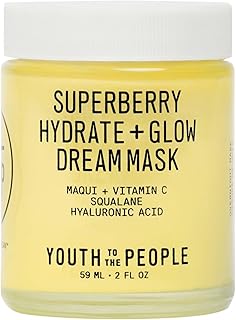 Youth To The People Superberry Hydrate + Glow Dream Mask, Vitamin C Face Moisturizer, Plumps + Brightens Skin, Treats Dullness + Uneven Tone, Vegan