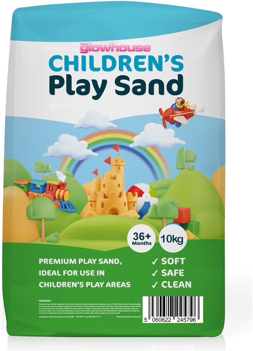 The Glowhouse Childrens Play Sand for Soft Play Kids Non Toxic Play Sand, Sand Bags for Sand Pit and Other Play Areas (Medium)