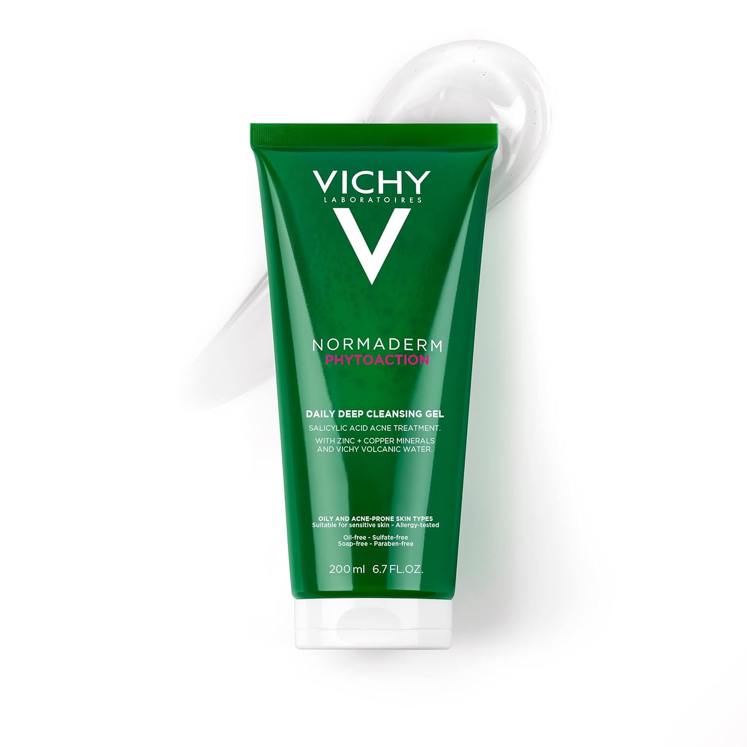 VICHY Normaderm Daily Acne Face Wash, Salicylic Acid Face Cleanser for Oily & Acne Prone Skin, Acne Cleanser that Clears Clogged Pores and Blackhead