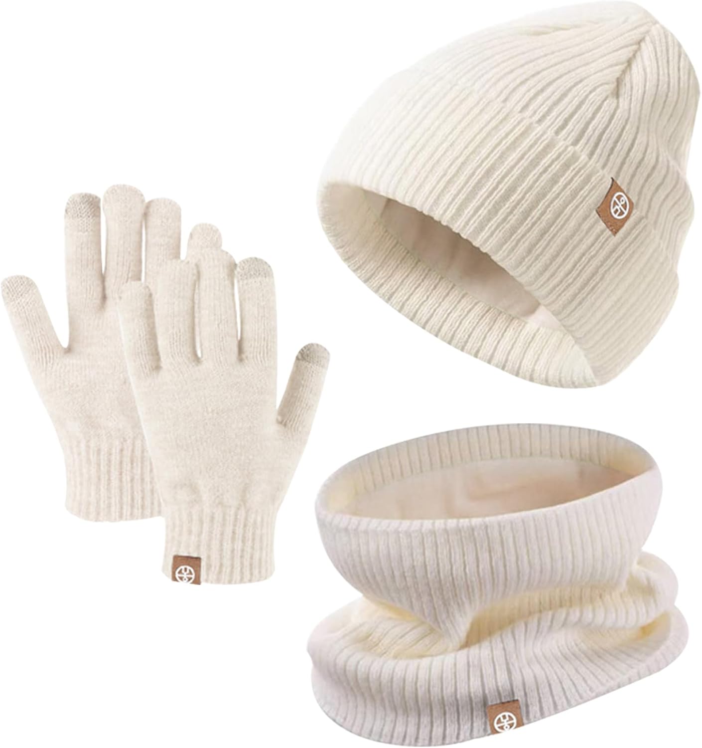 Baynetin Kids Winter Hat Scarf Touch Screen Gloves Set 3-in-1,Beanie Hat Knited Warm Set, Winter Accessories Sets for Children Outdoor Age 5-12