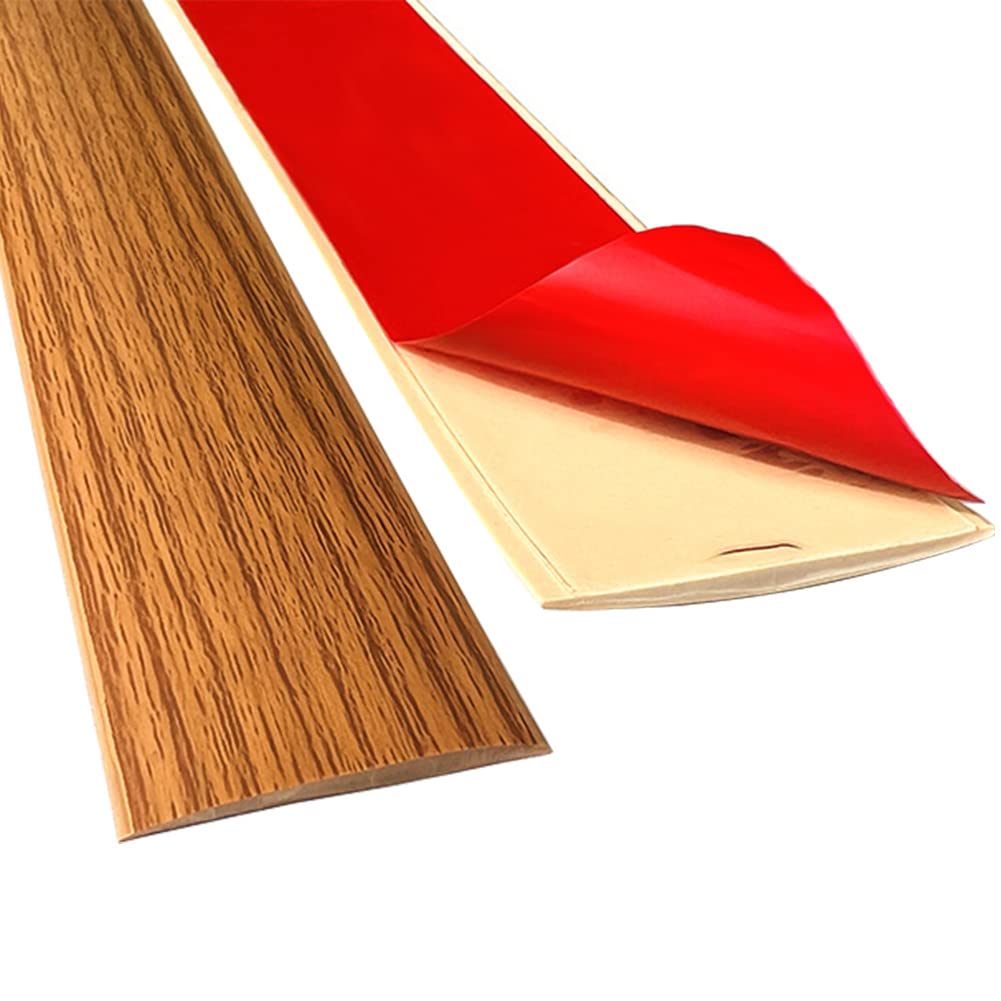 Floor Transition Strip Self Adhesive Laminate Floor Strip Threshold Seam Cover Strip Vinyl Door Floor Trim Elegant Wood Grain Design (Brown Wood Grain, 2"/6.6 FT)