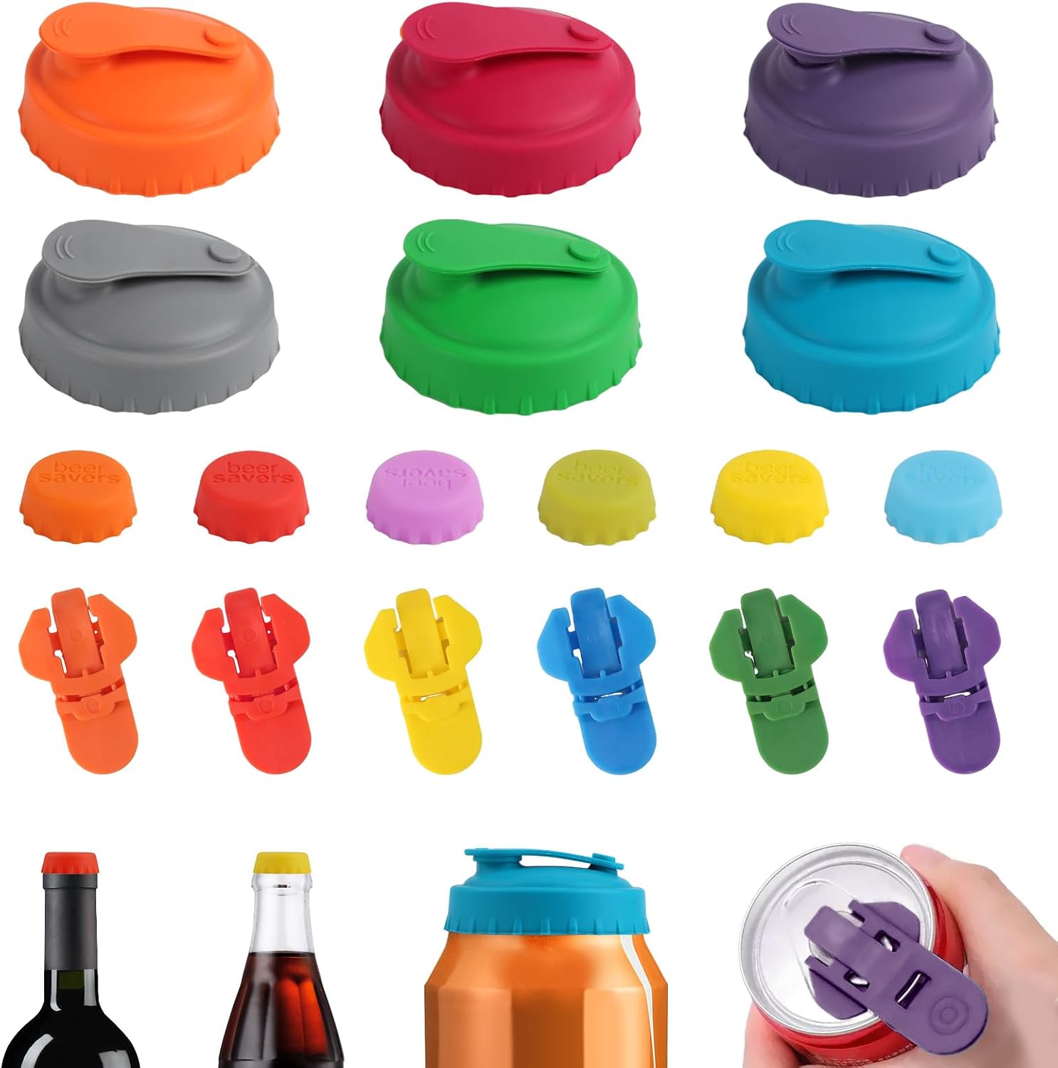 18PCS Silicone Can Covers for Drinks Cans UK Can Lids for Fizzy Drinks | Food Grade Reusable Beverage Can Toppers for Soda Beer Coke Can Lids Spillproof Dustproof Can Top with Manual Easy Can Opener