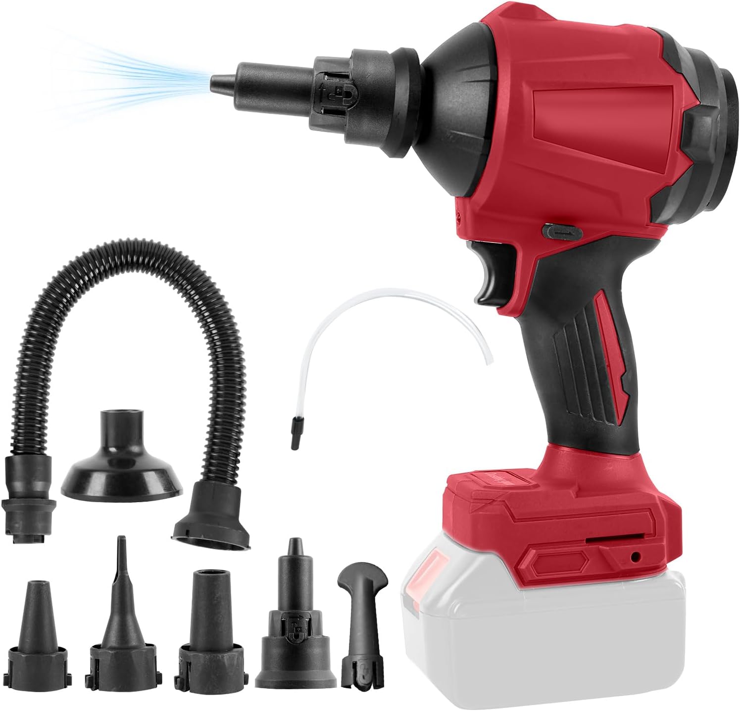 Cordless Dust Blower for Milwaukee 18V Battery, 1000W Handheld Stepless-Speed Motor Compressed Air Duster with LED Light & 8 Nozzles, 40000RPM for Garages Workshop Sawmill Room Home Cleaning