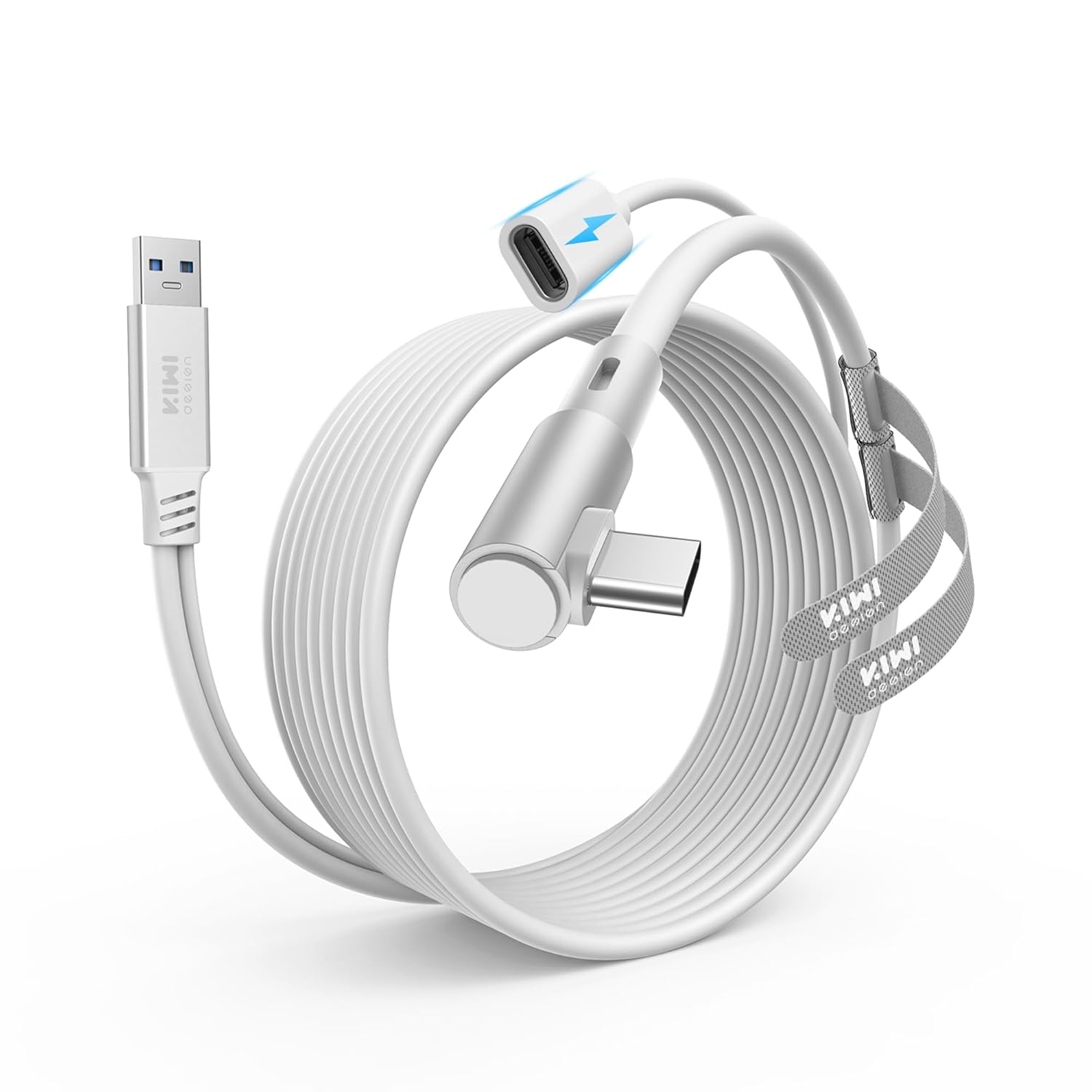 KIWI design Link Cable with Charging 5M Compatible with Meta Quest 3s Quest 3 Quest 2/Pro/Pico 4 Accessories and PC/SteamVR, USB 3.0 to USB C Link Cable with 5Gbps Super Speed, for Extended Gameplay