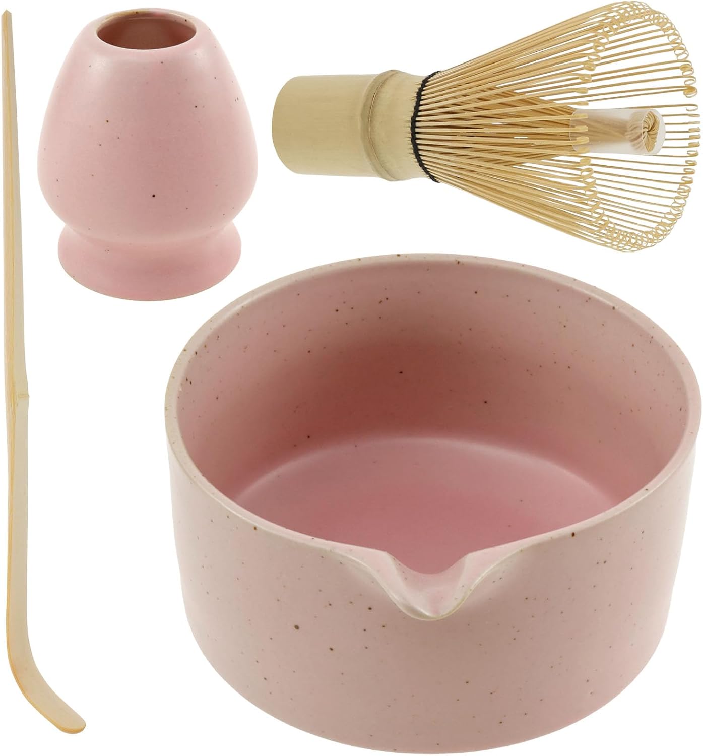 4Pcs Matcha Whisk Set, Japanese Matcha Tea Set,Ceramic Matcha Bowl Matcha Whisk Holder Bamboo Matcha Whisk and Bamboo Scoop Handcrafted Matcha Kit for Traditional Japanese Tea (G)