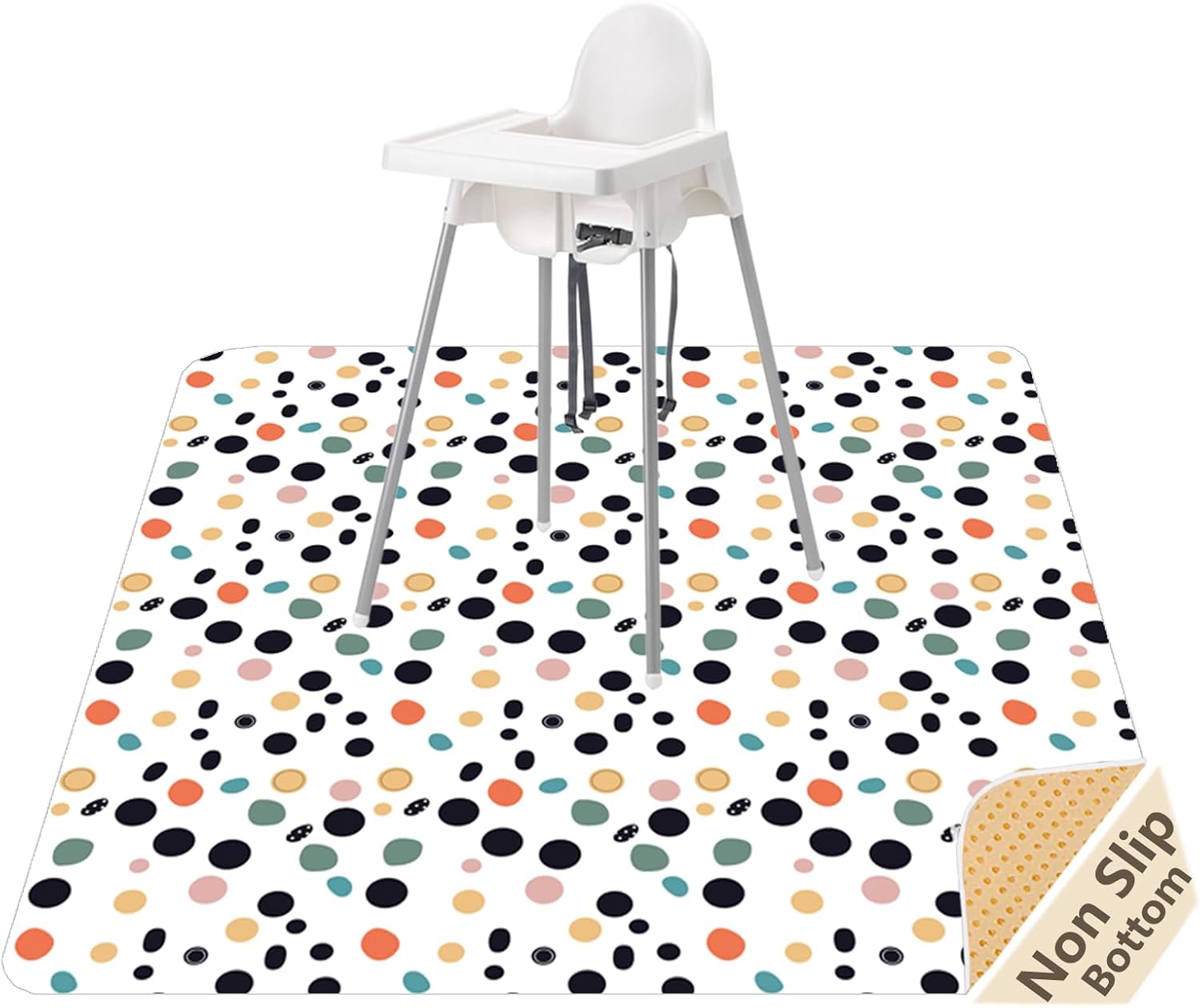 Splash Mat for Under High Chair, Waterproof Washable Highchair Splat Mat