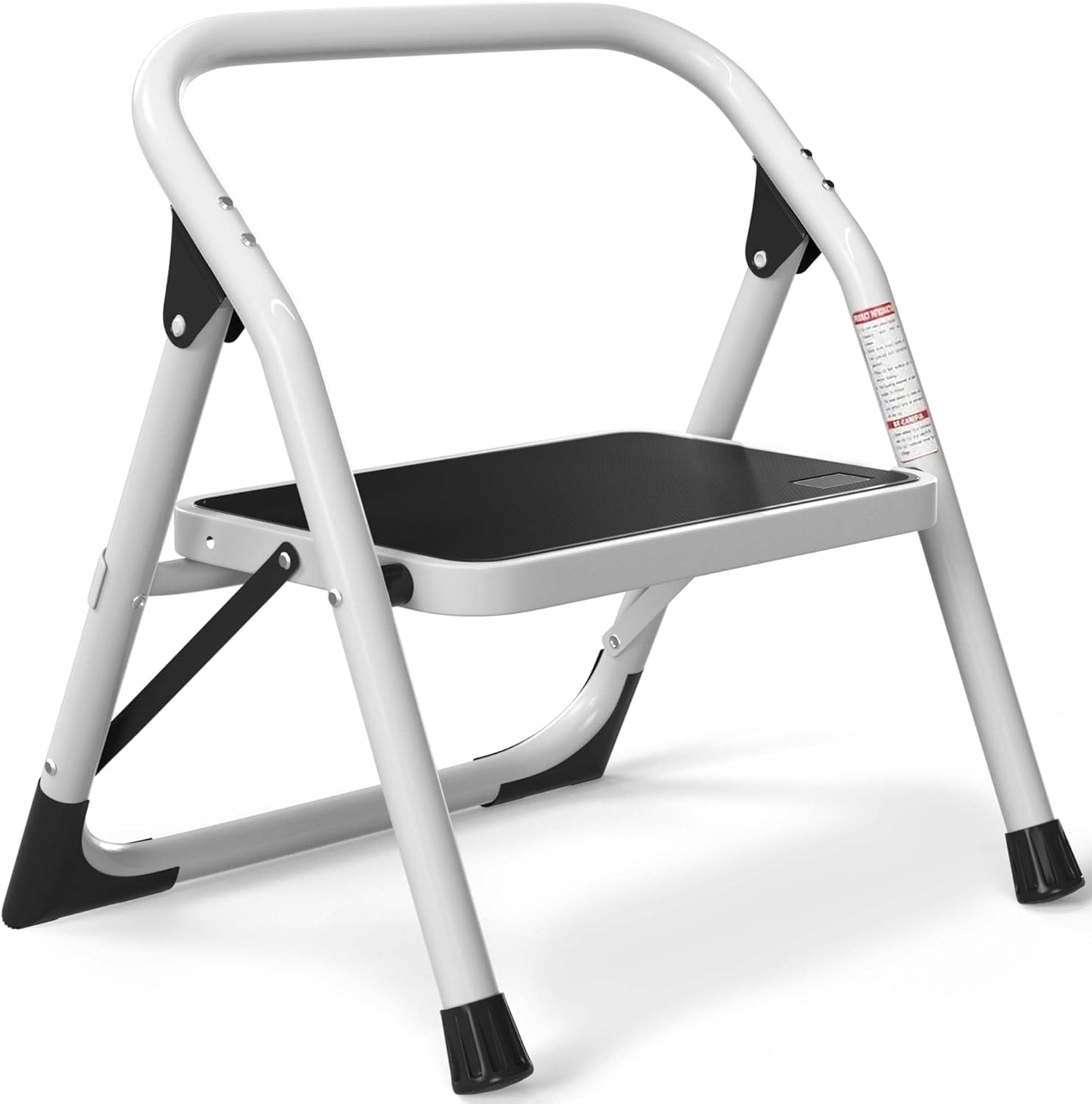 1-Step Ladder Folding Step Stool with Anti-Slip Sturdy and Wide Pedal Stepladder Multi-Use for Home and Kitchen Space Saving (White)