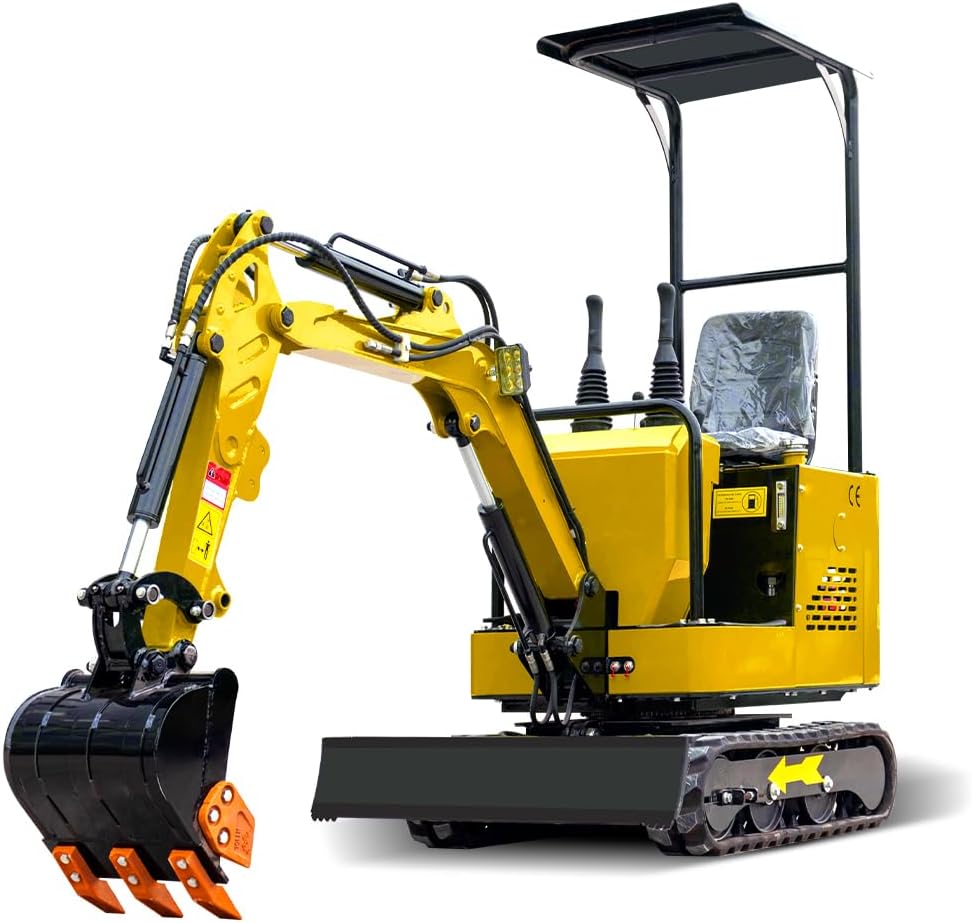 MMS 1 Ton Mini Excavator with 15 HP RATO Gasoline Engine, Bucket, Canopy, Compact Backhoe Digger Crawler Excavator for Farm, Construction, Gardening, US in Stock