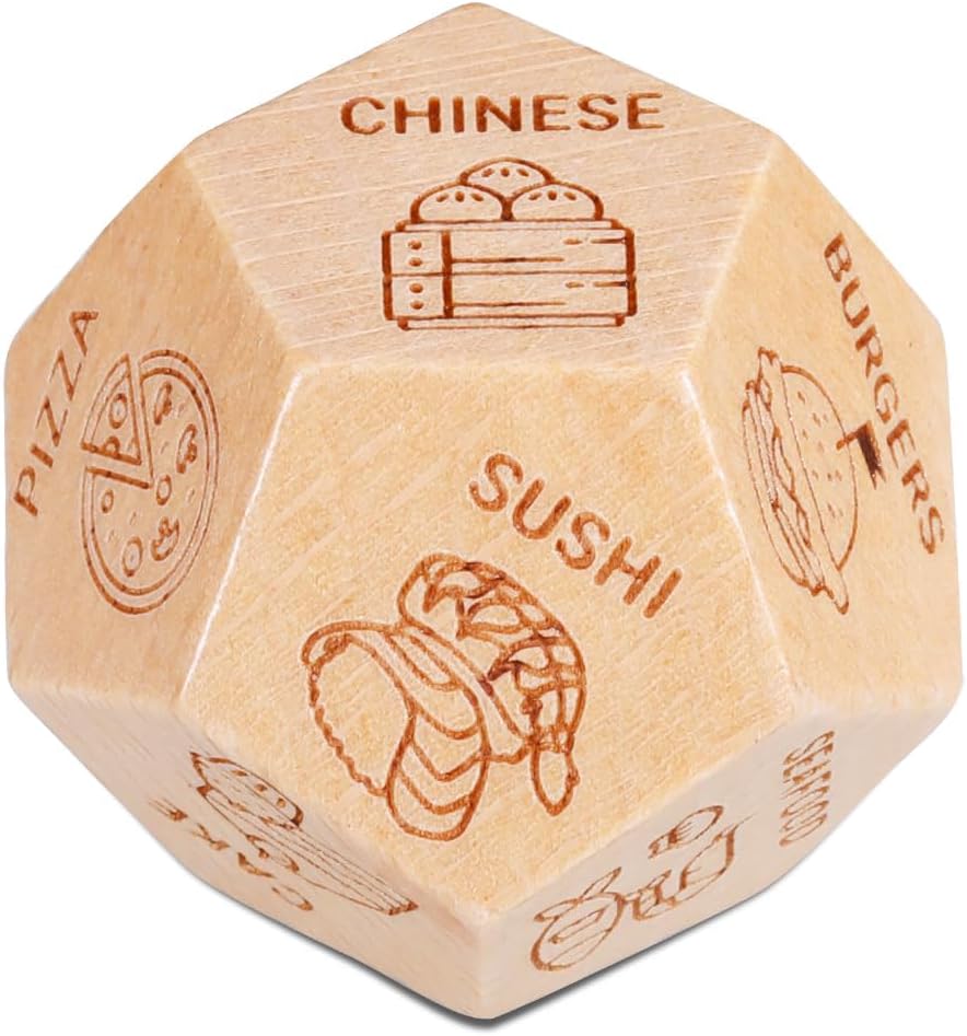 Anniversary Date Night Gifts for Couples Food Decision Dice Decider Valentines Day Gifts for Him Her Christmas Birthday Gifts for Husband Wife Boyfriend Girlfriend Funny Gifts for Men Women 12 Sides